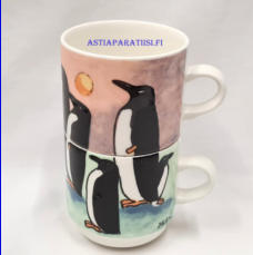 ARABIA,Kuppileikki pingviinit kuppipari .Design: Helj� Liukko-Sundstr�m,Valmistusvuosi 1990,korkeus n.7,8 cm, halkaisija n.8,2 cm,yht., 78 � ( Tuote nro 403 P )