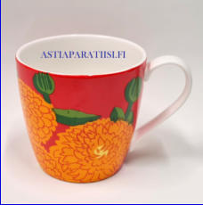 IITTALA / MARIMEKKO,Primavera -muki  punaoranssi,korkeus n.8,5 cm, halkaisija n.9 cm, 0 kpl,( Tuote nro 431P )