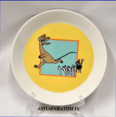 ARABIA, Muumi matala lautanen Juoksujalka,Moomin Plate, Running (2011-2013),Design:Tove Slotte-Elevant, halkaisija n. 19,5 cm, 6 kpl, 38�/kpl,( Tuote nro 222M )'