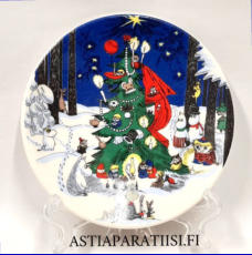 ARABIA,Muumi  Joululautanen (1992-1996) Moomin wall plate Christmas,Design:Tove Slotte-Elevant / Tove Jansson,Halkaisija n. 11,5 cm,1 kpl,98�/kpl,( Tuote nro 263M )