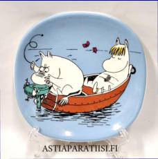 ARABIA,Muumi sein�lautanen Moottoriongelmia (1991-1997),Moomin wall plate Engine Problems,Design:Tove Slotte-Elevant / Tove Jansson,Leveys n. 12 cm, korkeus n.12 cm,1 kpl,87�/kpl,( Tuote nro 270M )