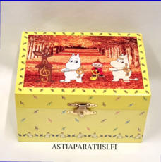 Muumi  Pikku Myy koru / soittorasia, sis�ll� py�riv� Pikku Myy, . Soittaa muumilaakson tarinoita-tunnusmusiikkia. 1 kpl , 45�/kpl.( Tuote nro 293 M )