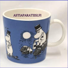 ARABIA,Muumimuki Tummansininen, Muumipappa,Moomin Mug Dark Blue (1991-1999),Design: Tove Slotte-Elevant,Korkeus n. 8 cm, halkaisija n. 8 cm, 3kpl,289�/kpl,( Tuote nro 107M )