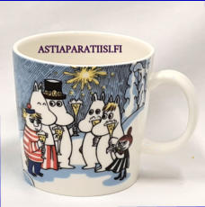 ARABIA,Muumimuki Millennium ,Moomin Millennium (1999-2000),Design: Tove Slotte-Elevant,Korkeus n. 8 cm, halkaisija n. 8 cm, 1kpl,588�/kpl,( Tuote nro 109M )