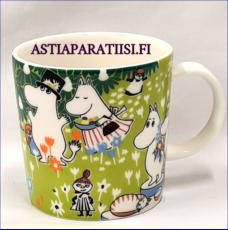 ARABIA,Muumimuki Tove 100 vuotta Vaarallinen matka ,Moomin Mug, Tove Jansson 100 years (special product 2014),Design:Tove Slotte-Elevant,Korkeus n. 8 cm, halkaisija n. 8 cm, 2kpl, 48�/kpl( Tuote nro 142M )