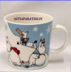 ARABIA,Muumimuki Lumileikkej�, talvikausimuki ,Moomin Mug, Winter Games (winter season mug 2011),Design:Tove Slotte-Elevant,Korkeus n. 8 cm, halkaisija n. 8 cm, 2 kpl,38�/kpl( Tuote nro 158M )