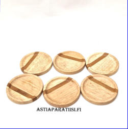 ARABIA,Puinen dippiastiat Woodline Design: Marco Lindh,mitat Halkaisija,n. 10,5 cm,6kpl,25�/yht.( Tuote nro / Item #149PU )