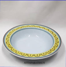 ARABIA,Crownband,k�sinmaalattu lasten lautanen, Design:Olga Osol,Tuotannossa 1950,Korkeus n. 3,5 cm, leveys n. 16,7 cm,1 kpl, 28 �/kpl ( Tuote nro 268R )