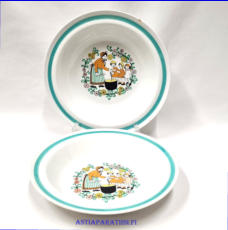 ARABIA,Satukenk� lasten lautanen, syv�, Vuosi, 1963.v�h�isi� k�yt�nj�lki� halkaisija n. 19,8 cm,2 kpl,48�/kpl,( Tuote nro 328R )