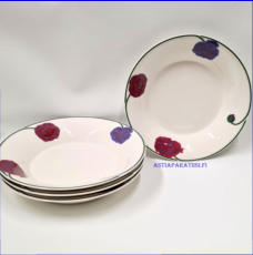 ARABIA,Illusia syv� ruokalautanen tumma lila,Design: Heikki Orvola ja Fujiwo Ishimoto,Valmistettu 1999-2010, leveys n. 21,5  cm,0 kpl, ( Tuote nro 341R )