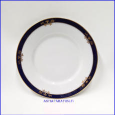 ARABIA,sininen reuna kultakoriste lautanen,Valmistettu 1935-1939, leveys n. 17,4 cm,6 kpl,20�/kpl, ( Tuote nro 343R )