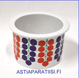 ARABIA,Pomona Herukka purkki,Ilman kantta,Design:Raija Uosikkinen,korkeus:n.6 cm, Halkaisija: n.8,5 cm,0kpl,( Tuote nro 121Y )