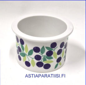 ARABIA,pomona purnukka, Mustikka Ilman kantta,Design:Raija Uosikkinen,Tuotannossa,1965-73-luku,korkeus:n.6 cm, Halkaisija: n.8,5 cm,1kpl,45� ( Tuote nro 123Y )