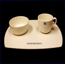 ARABIA,Oma Tableware aamiaissetti, Design:Harri Koskinen,murokulho ja muki  ja aluslaatta,2setti,150�/setti,( Tuote nro 126Y )