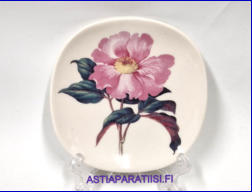 ARABIA,Sein�lautanen Paeonia cambessesesii, World wildlife fund, Design: Barbara Everard,Mitat Korkeus n. 12 cm, leveys n. 12 cm,1kpl.45�/kpl,( Tuote nro 217AM )
