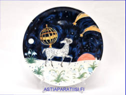 ARABIA, sein�lautanen, horoskooppi aihe Oinas,Design:Dorrit von Fieandt,1990-luku,Mitat n. 20 cm,1kpl.110�/kpl,( Tuote nro 312AM )
