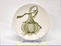 ARABIA, sein�lautanen, vihre� linja valkosipuli, Design:Gunvor-Olin Gr�nqvist,Mitat Halkaisija n. 21,5 cm,1kpl.45�/kpl,( Tuote nro 317AM )