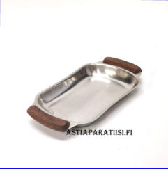 Ruostumatonta  ter�st� ja teak Mini tarjotin,halkaisija,n. 17cm X 9 cm,1 kpl, 20�/kpl,( Tuote nro 148TA)