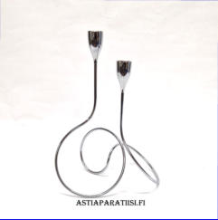 Black + Blum Loop  Kynttil�njalka  joka voitti vuonna 2007 Grand Designs Award -palkinnon,K�sintehty kromatusta ter�ksest�, kynttil�njalka kahdelle kynttil�ll�,valmistettu vuosina 2014-2019,Korkeus,n.27 cm, halkaisija,n 20,5 cm,3kpl,24�/kpl(Tuote nro 216T
