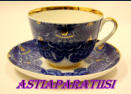 LOMONOSOV, Russian Porcelain Cobalt Fans Trio Tea Cups,lea maker 1kpl,55�