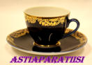LOMONOSOV, COBALT BLUE with 24K GOLD COFFEE CUP +SAUCER,Pattern "GOLDEN Frieze,17kpl,25�/kpl