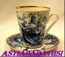 LOMONOSOV ,SEA SHIPS Coffee Mug and Saucer, Fine Porcelain from The Lomonosov Porcelain Factory ,0kpl