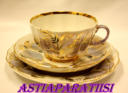 LOMONOSOV, Russian Porcelain Moonlight  Trio tea Cups ,3KPL,3-osainen, 55�/SETTI 