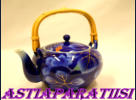 Vintage Asahi Japan old Teapot Cobalt Blue and Gold Japanese Pottery, 18cmX18cm,  120�