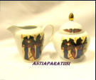 EGYPTIAN Porcelain Sugar Bowl and Twig Creamer, 75�/pari
