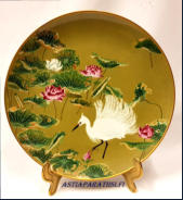 ( Elokuu / August )Vintage Japanese hand painted,  Design: Franklin Mint Porcelain Plates 1979,Japanilainen koristelautanen, kuukausiaiheet, halkaisija n.26 cm,0kpl