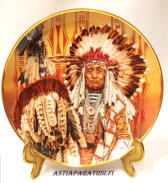 CHIEF OF THE PIGEON BLACKFOOT BY PAUL CALLE,Amerikkalainen sein�lautanen,halkaisija n.21 cm,1kpl, 45�/kpl