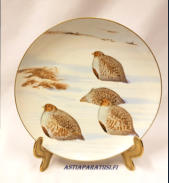 Posliinitaulu Reima Nurmikko Tettau Atelier Germany Bubo bubo - huuhkaja Asio flammeus,halkaisija n.21 cm,1kpl, 25�/kpl