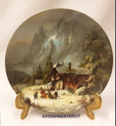 Ludwig Muninger Romantic Winter Impressions Plate "Visit Of The Peddler" 1987,halkaisija n.19,5 cm,0kpl, 