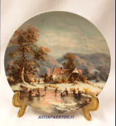 "Eisfischer auf dem Dorfweiher" von Ludwig Muninger Plate (7.75") F�rstenberg,halkaisija n.19,5 cm,1kpl, 35�/kpl