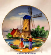 Hereford plate hand painted,Herford, tuulimylly aiheinen k�sinmaalattu sein�lautanen,halkaisija n.15,5 cm,1kpl, 35�/kpl