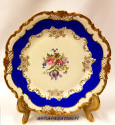 Saksalainen kukka-aiheinen sein�lautanen, kullattu reuna,halkaisija n.19,8 cm,1kpl, 65�/kpl